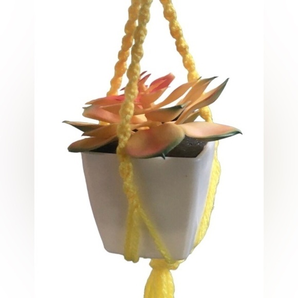 Handmade Yellow Macrame Boho Car Accessory - Picture 1 of 6